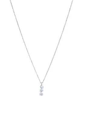 SILVER TONE Triple Cubic Zirconia Pendant Necklace